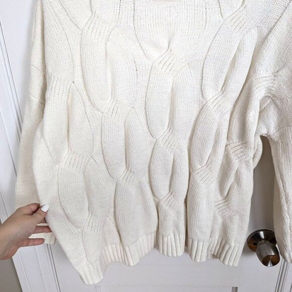 J. Jill | Cream Cable Knit Chenille Sweater Size Petite Small - Picture 4 of 7